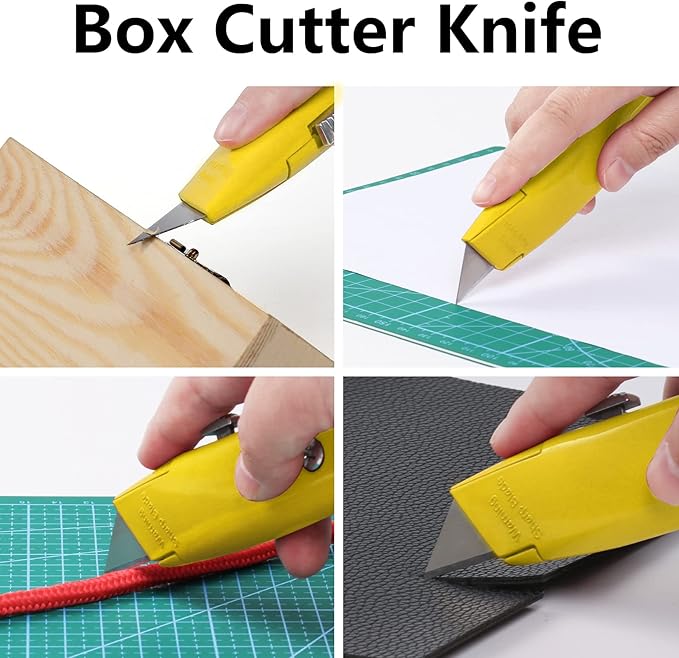 DIYSELF Utility Knife, 20 Pack Heavy Duty Box Cutter Retractable, Box Cutter Knife, Box Opener, Cardboard Cutter, Utility Knives for Garage, Home and Office, Box Cutters for Daily Use (Yellow)