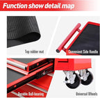 7 Drawers Rolling Tool Cart on Wheels, Multifunctional Metal Tool Storage Cabinet, Lock Tool Trolley Organizer Drawers Tool Box Tool Chest for Garage, Warehouse, Workshop, Repair Shop (RED)