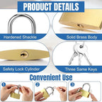 6pcs Solid Brass Keyed Padlock, Small Yellow Gym Lock, Strong Padlock with Same Key for Luggage Toolbox (60mm)