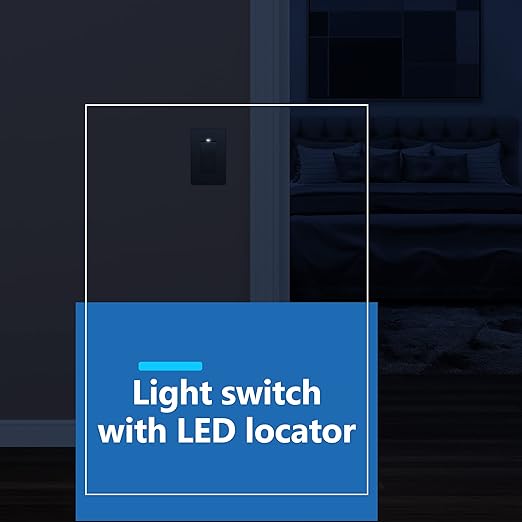 LIDER Minimalist Design Matte Finish Lighted Decorator Switch, Frameless Paddle Light Switch with Locator Light, Grounding Screw, 3-Way or Single Pole, 15A 120V, UL Listed, LS15-3W-SG, Space Gray