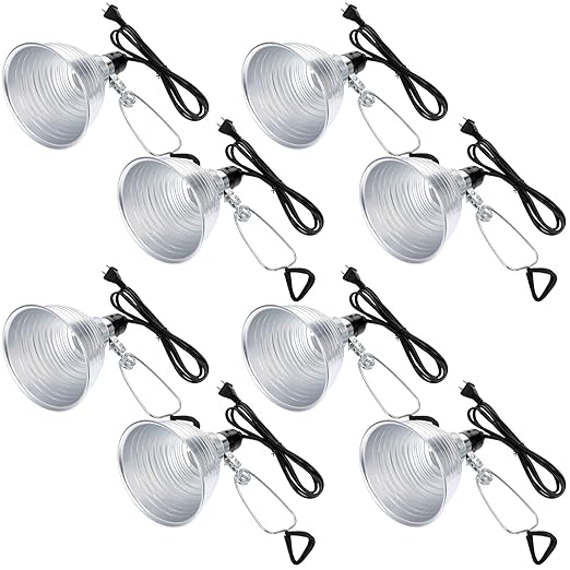 Macarrie 8 Pack Clamp Lamp Light with Aluminum Reflector, 6ft SPT-2 18awg Cord and Adjustable Stand Fixture, up to 150 Watt, E26 Socket, No Bulb(5.5 Inch)
