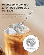 CIRCLE JOY Rechargeable Milk Frother Hanheld, Dual Ring Electric Coffee Frother, Portable Hand Frother Wand Drink Mixer for Matcha Lattes Cappuccino, Kitchen Gifts, Blue