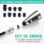 Metal Kitchen Faucet Head Replacement, 3-Function Pull Down Spray Head for Kitchen Faucet, High Pressure Sink Spray Nozzle with 9 Adapters Compatible with American Standard, Brushed Nickel