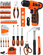 139-Piece Tool Set - Tool Kit with 8V Cordless Drill Driver in ToolBox Storage Case, General Household Drill Set for Home Repairs, Handyman, DIY Projects