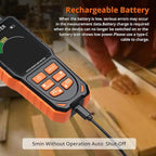 Proster Rechargeable Moisture Meter with Tri-Colour Display – Wall Damp Meter with Visual & Sound Alerts, Professional Damp Detector for Timber, Walls, Cement, and Building Materials