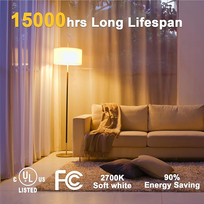 E26 Edison Bulbs 60Watt, Dimmable A19 LED Bulb, 800 Lumens High Brightness 2700K Warm White, C80+ CRI Vintage Light Bulbs, Clear Glass, 6 Pack