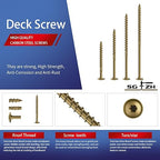 #14 x 3 Inch Lag Screws (39Pcs) 1lb. Structural Wood Screw, Bronze, Carbon Steel, Washer Head, Rust Resistant epoxy Coated, T30 Star Bit