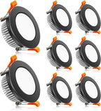 2 Inch LED Downlight, Recessed Lighting Dimmable Ceiling Light, 3W, 3000K Warm White, CRI80 with LED Driver(35W Halogen Equivalent), Black 8 Pack