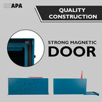 Ilyapa Modern Mailbox for Outside Post Mount - Blue Powder Coated Metal Mailbox, Waterproof Letter Box for Parcels, Recessed Magnetic Close Door