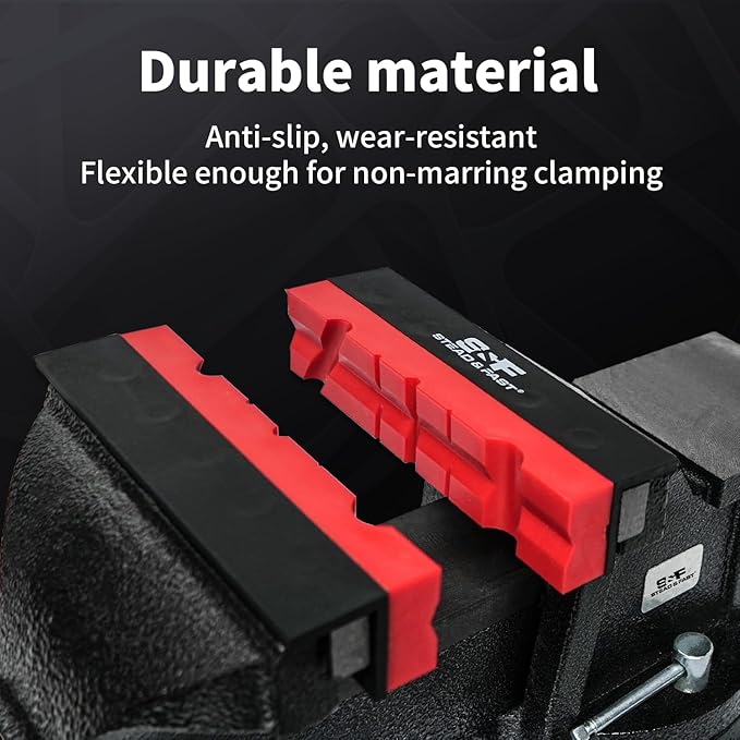 S&F STEAD & FAST Soft Jaws for Bench Vise 4.5 inch, 2 pairs, Strongly Magnetic Vise Jaw Pads, TPU, Multi-Groove and Textured Inserts, for Clamping Woodworking Metal Plastics