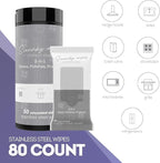 Swanky Stainless Steel Cleaner Wipes Bundle - Grime & Grease Remover Kitchen Cleaning Supplies - Clean & Shine for Stove, Refrigerator, Sink, Oven & Appliances - Soft Wipes (30 Ct) & Canister (50 Ct)