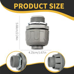 Conduit Connectors, 3/4 Inch Liquid Tight Connector NPT Non-Metallic for PVC Electrical Flexible Conduit Fittings, 180 Degree Straight, UL Listed for Home Outdoor Tubes Tools, Grey (5-Pack)