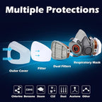 Half & Full Face Respirator Mask with Filters, Gas Masks for Construction Work, Paint, Dust, Spray, Welding, Sanding