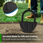 Lawn Edger Tool, Half Moon Tooth Edger with T-Grip Handle, 40-Inch Long Handled Sidewalk Grass Edger for Precise Lawn Edging and Land scaping