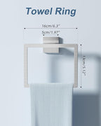 Brushed Nickel Bathroom Towel Bar Set 10 Pieces, Stainless Steel Towel Racks Set with 2×16 InchTowel Bars, 2×Toilet Paper Holder, 2×Towel Rings, 4× Robe Hooks for Bathroom