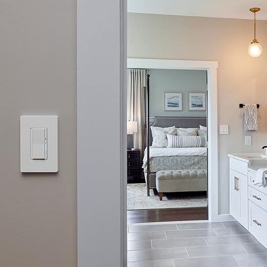 Lutron Diva Smart Dimmer Light Switch for Caseta Lighting (Lutron Smart Hub Required), for LED Lights, 150W, Single-Pole/3-Way, No Neutral, White - 6 Pack