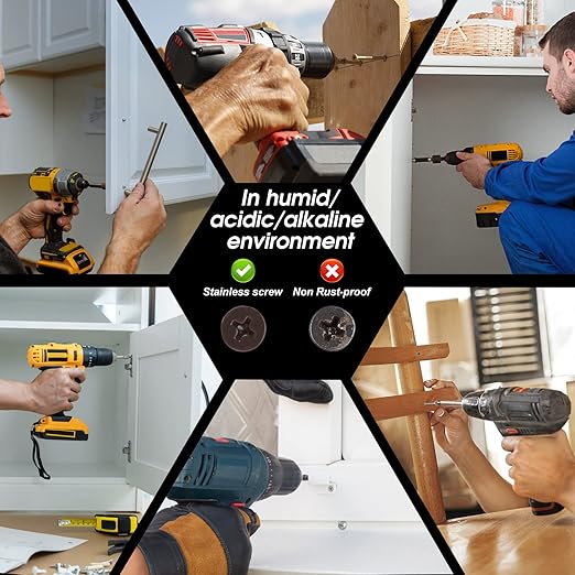 Brown Head 100 PCS #6X1-1/2(1.5 inch) Stainless Steel Phillips Flat Head Wood Screws,Stainless Steel 18-8 A2(304) Screw,Home Screw Kit by QISHENG