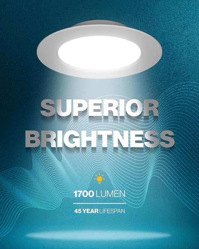 Sunco 20 Pack 6 Inch LED Recessed Light Retrofit, Can Lights for Ceiling, 1700 LM High Brightness, Selectable CCT 2700K/3000K/4000K/5000K/6000K, 17W=120W, Dimmable, Baffle Trim, Damp Rated UL