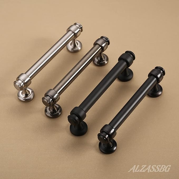 Alzassbg 10 Pack Matt Black Cabinet Pulls, 4 Inch(102mm) Hole Centers Cabinet Handles Kitchen Hardware Straight Bar for Cabinets and Drawer AL3082MB