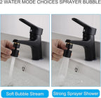 Hibbent NSF/ANSI/CAN 61 Certified Kitchen Faucet Aerator, CUPC Certification 360-degree Swivel Sprayer 2 Water Flow Sprayer Modes Faucet Extender-55/64Inch-27UNS Female Thread, Matte Black