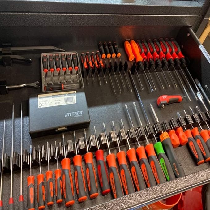 ToolBox Widget Screwdriver Organizer Pro Series 4.0 – Magnetic Holder for Tool Drawers – Modular Toolbox Organizer System – Tool Storage for Professional & DIY Mechanics - 6 Pack, 72 Holders
