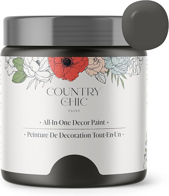 Country Chic All-in-One Chalk Paint for Furniture, Cabinets, Home Decor, Eco-Friendly, Matte Finish, Built-In Primer & Top Coat for Wood, Metal - Dark Roast (Dark Brown) - 4 oz (118 ml)