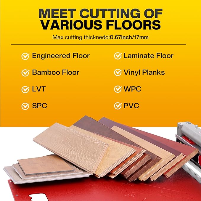 13" Laminate Floor Cutter – 17mm Manual Vinyl Plank Cutter for LVP, SPC, WPC, Bamboo & Engineered Wood | Dust-Free Flooring Cutter Tool with 0°-45° Adjustable Angle & Tungsten Steel Blade