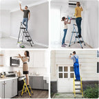 TICONN 2 Step Ladder, Heavy Duty Foldable Step Stool, Portable Steel Folding Stool for Household Garage Storage (Yellow)