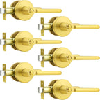 Probrico Privacy Door Handle Interior Gold Door Lever, Gold Door Handles Interior for Bedroom Bathroom, Wave Style Door Handle Reversible, 6 Pack