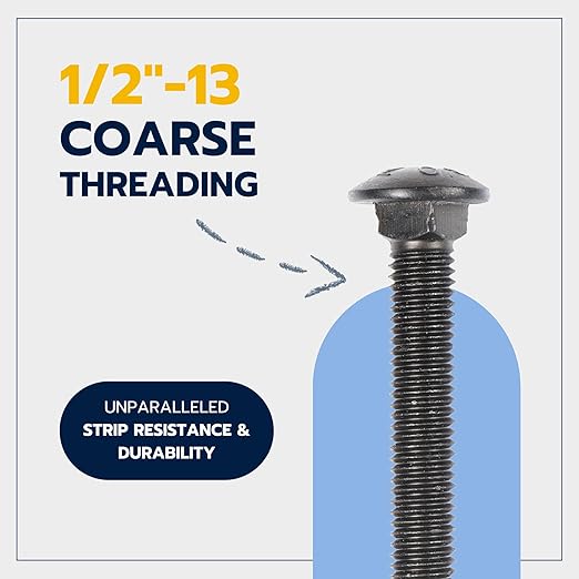 1/2 in. x 3-1/2 in. Black Carriage Bolt Kit Includes 12 Bolts, 12 Washers, and 12 Nuts, Ceramic Black Ruspert Coated for Exterior Use - 2X Rust Resistance of Galvanized by Makers Bolt