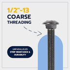 1/2 in. x 4 in. Black Carriage Bolt Kit Includes 12 Bolts, 12 Washers, and 12 Nuts, Ceramic Black Ruspert Coated for Exterior Use - 2X Rust Resistance of Galvanized by Makers Bolt