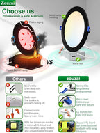 zouzai 24 Pack Black 8 inch 18W Eqv 150W 1685LM 5CCT Reset LED Recessed Ceiling Light with Junction Box, 2700K-5000K Selectable,Dimmable, led Ceiling Lights - ETL and Energy Star Certified