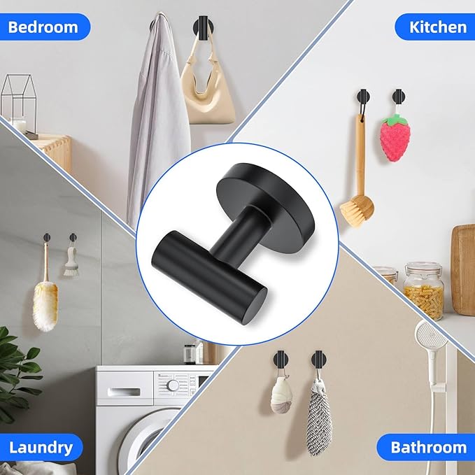 6-Piece Bathroom Hardware Set Matte Black Towel Bar Set,Towel Holder Set for Bathroom, Stainless Steel Wall-Mounted Bath Hardware Accessories Set, 23.6 Inch