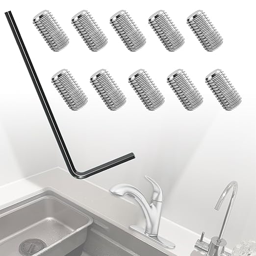 10-Pack 155023 Screw Kit Replacement for Moen | 304 Stainless Steel Set Screw Kit | Includes Wrench for Kitchen Faucet Handle Repair & Faucet Replacement Parts