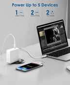 Jgstkcity 3 inch Desktop Power Grommet, Max 65W USB C Charger,2 Outlets, 3 USB Ports, Flush Mount Desk Hole Round Power Outlet, High-Speed Charging Station, Recessed Power Strip,6ft Cord Flat Plug