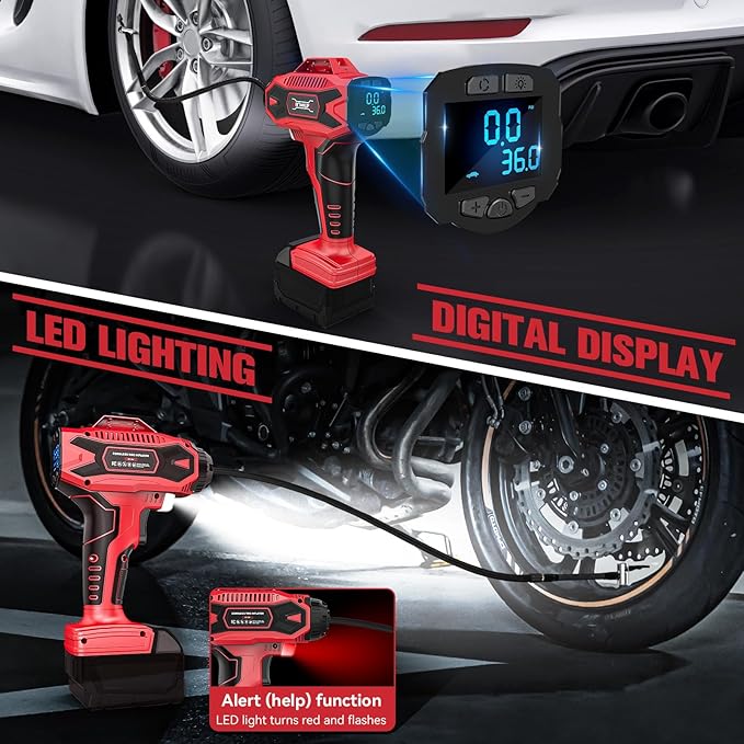 160PSI Cordless Tire Inflator Air Compressor Compatible with Milwauke 18V Battery, Portable Air Pump with Digital Pressure Gauge, Fast Inflation for Cars Motorcycles Bikes Balls(Bare Tool)