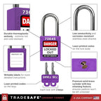 TRADESAFE Lockout Tagout Locks Set - 7 Purple Loto Locks, Lockout Locks Keyed Different, 2 Keys Per Lock, OSHA Compliant Lock Out Tag Out Padlocks, Safety Padlocks for Electrical Lockout Tag Out Kits
