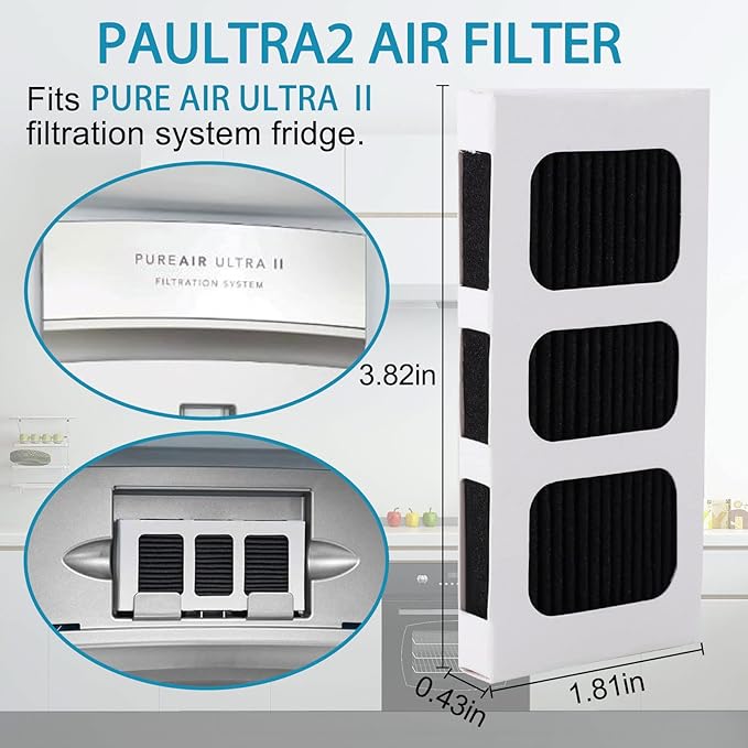SEISSO Paultra2 Refrigerator Air Filter Replacement for Frigidaire Pure Air Ultra II, ELPAULTRA2 Filter for Electrolux Pure Advantage ULTRA II, Freshen Your Fridge with Activated Carbon-6Packs
