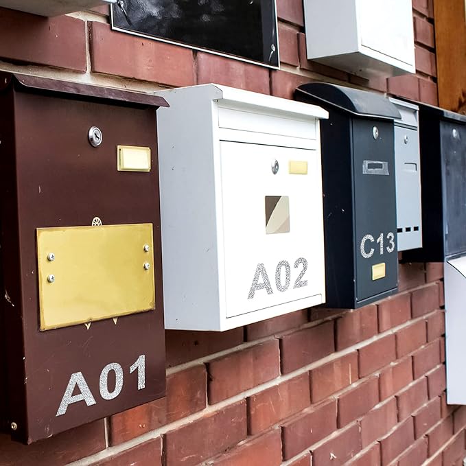 Outus 8 Sheets Vinyl Letter Stickers Self Adhesive Mailbox Numbers Alphabet Stickers Stick on Letters for Christmas Stockings Scrapbook Bulletin Board School Business(2 Inch,Glitter Silver)