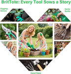 Gardening Tools Set, 11-Piece Heavy Duty Rust-Proof Garden Supplies Perfect Gardening Gifts for Women and Beginner, Green