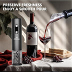 Electric Wine Opener Set – Rechargeable Wine Bottle Opener Kit with Foil Cutter, Vacuum Stoppers, and Wine Pourer – Best Wine Gift Set, Fancy Wine Opener for Wine Lovers and Parties