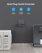 TROND Multi Plug Outlet Extender 2 Pack - Horizontal Electrical Wall Outlet Splitter, 3 Way Plug Extension Outlet Adapter, Multiple Plug Extender for Home Office Cruise Ship Essentials, Black