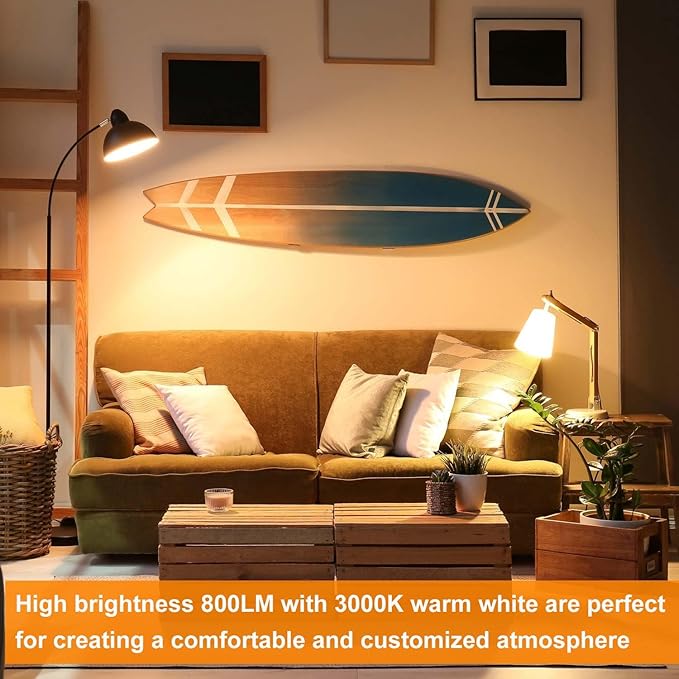 A19 LED Light Bulb 3000K Warm White, 6 Pack high Output A19 LED Bulb Soft White 800LM 120V 9W, Equivalent 60W, No Flicker E26 Base, Non-Dimmable A19 E26 LED Bulb Long Lasting for 25 Years.