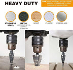 1/4 to 1-1/8 Step Drill Bit Straight Grooved Double Fluted, M2 High Speed Steel Drill bits for Hole Drilling in Stainless Steel, Copper, Aluminum, Wood, Plastic