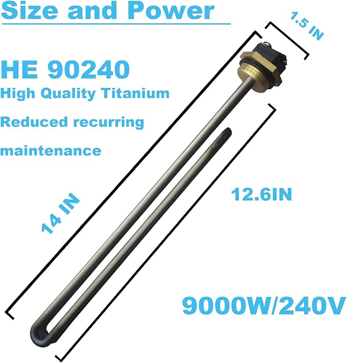 Titanium HE 90240 Heating Element for ECO18 24 27 36 Tankless Water Heater,240V 9000W Water Heater Element Replacement SGB-2903 HA-P004 HA-P005