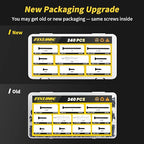 Wood Screws Assortment Kit, FIXLINK 240 PCS High Hardness Flat Head Wood Screws Set, Phillips Drive Assorted Screws, Contain 15PC Anchors and 8 Size (2-1/2”,2”,1-1/2”,1-1/4”,1”,3/4”,5/8”,1/2”), Black