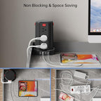 Power Strip Surge Protector, 10 Ft Extension Cord with 12 AC Multiple Outlets 4 USB (1 USB C), SMALLRT Power Tower Desktop Charging Station (Black, 10 FT PD20W)