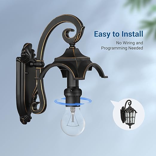 DEWENWILS Light Sensor Socket, E26 E27 Dusk to Dawn Sensor Socket, Light Bulb Socket for Light Fixtures, Compatible with Incandescent/CFL/LED/Halogen Bulbs, 6 Pack, Black, ETL Listed