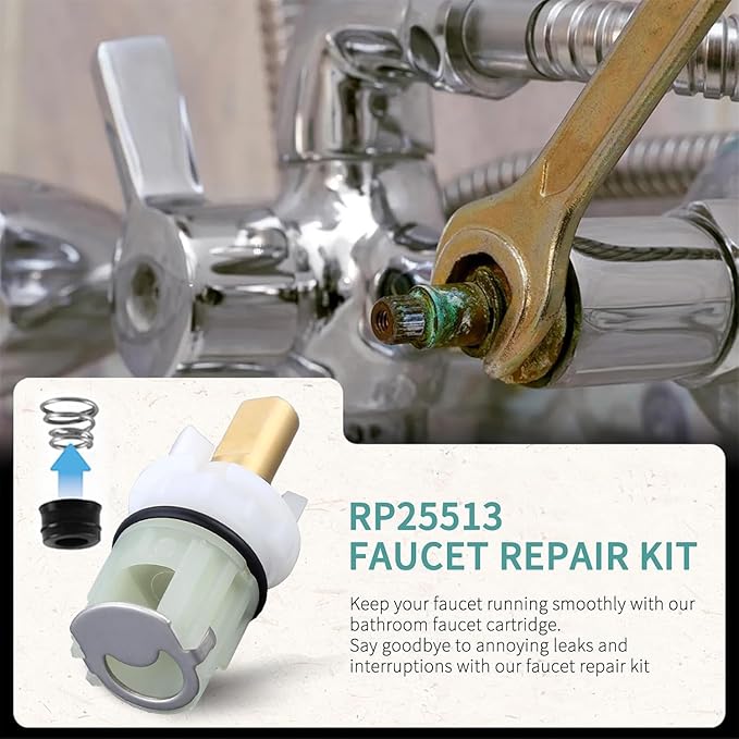 2 pack RP25513 Faucet Stem Replacement for Delta two handle Faucet Repair Kit Includes RP24096 Cartridge RP4993 Seat and Spring RP24097 Turn stop1/4