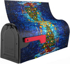 Christmas Tree Stained Glass Blue Winter Mailbox Cover - Magnetic Oversized 25.5 x 21 Holiday Xmas Decorations - Happy New Year Wrap